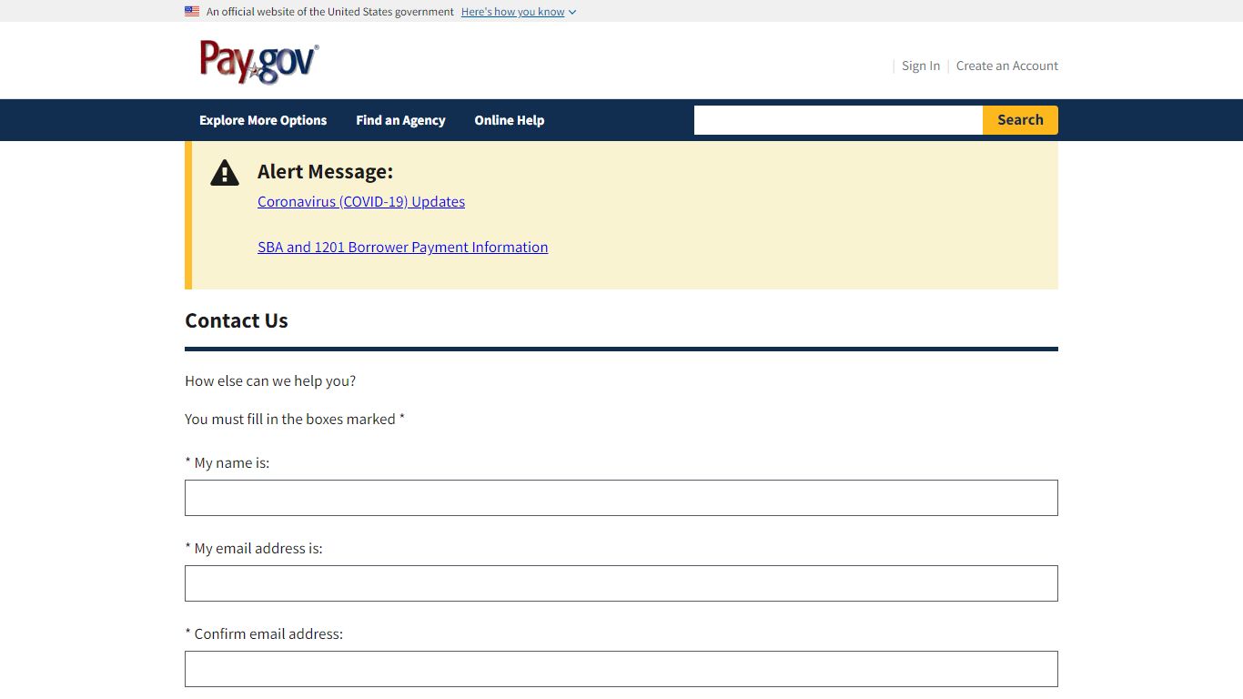 Pay.gov - Contact Us